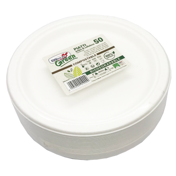 PIATTI TONDI POLPA CELLULOSA 50pz D.22 PIATTI TONDI POLPA CELLULOSA 50pz D.22