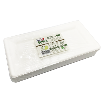PIATTI RETTANGOLARI POLPA CELLULOSA 50pz PIATTI RETTANGOLARI POLPA CELLULOSA 50pz