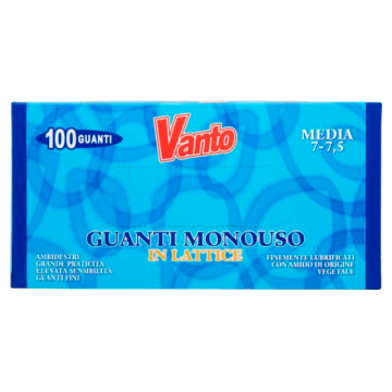 GUANTI LATTICE MEDI 100pz. VANTO # (10) GUANTI LATTICE MEDI 100pz. VANTO # (10)