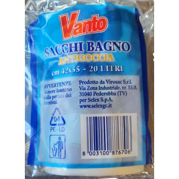 SACCHI BAGNO ANTIGOCCIA 42x55 50pz VANTO SACCHI BAGNO ANTIGOCCIA 42x55 50pz VANTO